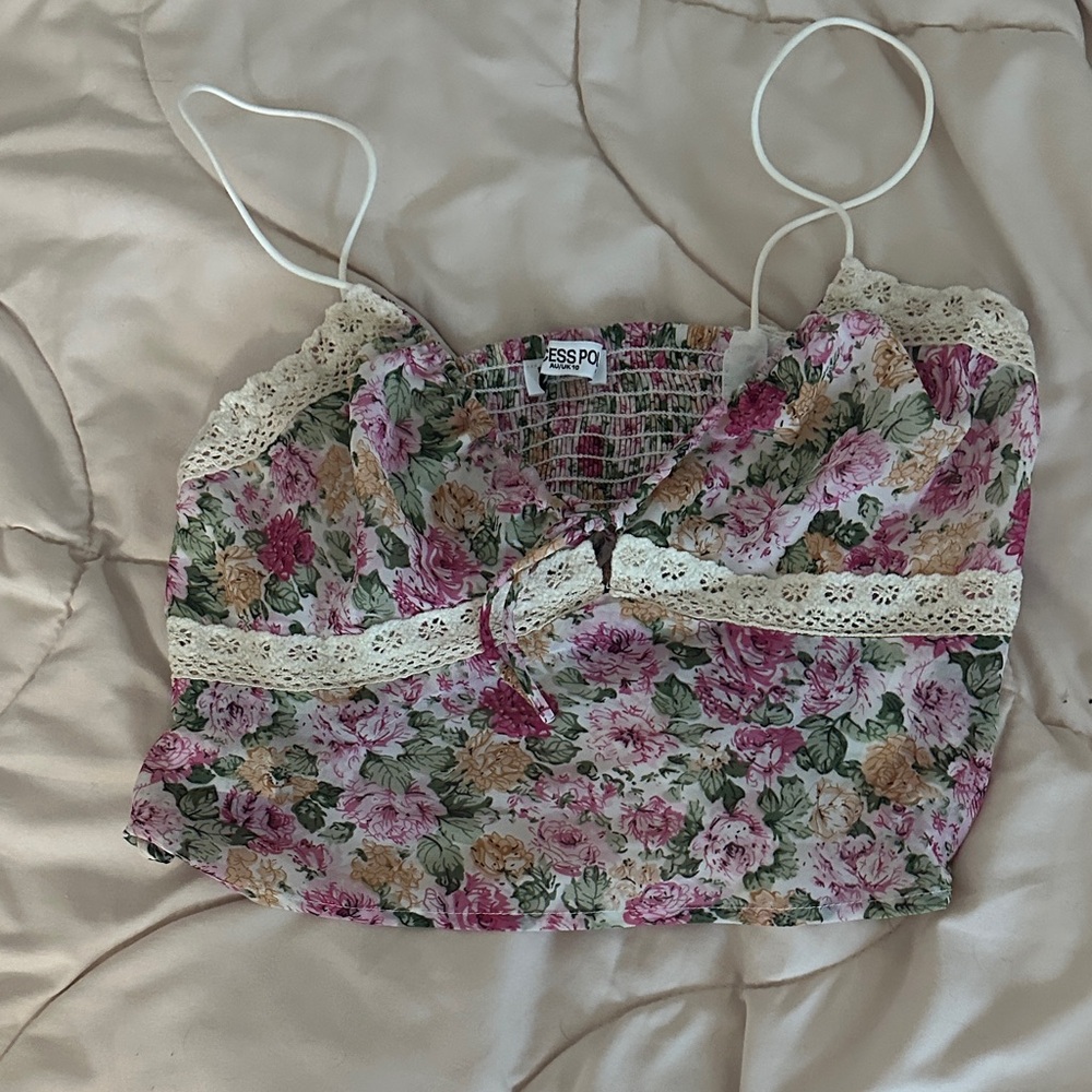 Princess Polly Floral Camisole with Lace Trim